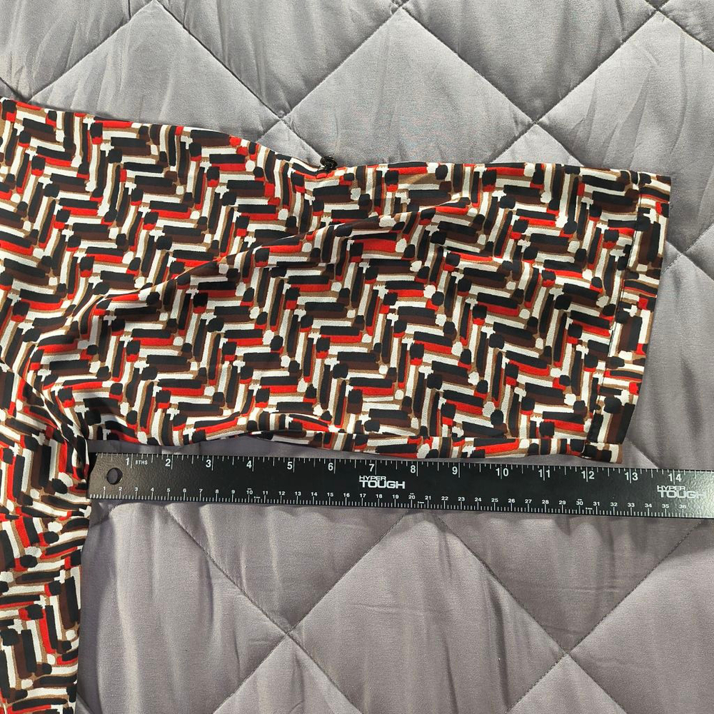 (22/24W) Women's Cato Red Brown White and Black Geometric Patterned Blouse - Picture 5 of 6
